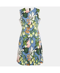 Pre-Owned Marni Women's Blue Printed Cotton Blend Sleeveless Short Dress