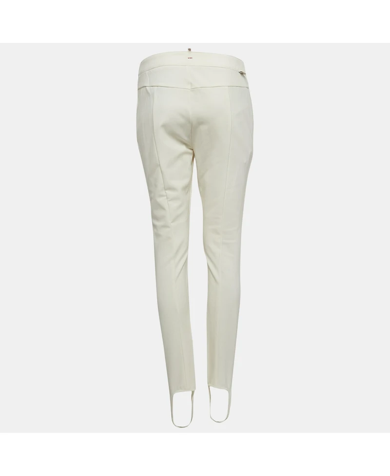 Pre-Owned Moncler Women's Grenoble White Technical Jersey Stirrup Ski Pants