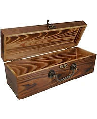We Games Wooden Storage Box, Walnut Stained Burnt Wood Finish