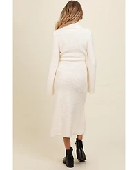 Pinkblush Maternity Ivory Turtleneck Bell Sleeve Sweater Dress