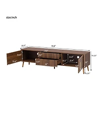 Casainc Mid Century Tv Stand with 2 Drawers, Media Console Table for TVs up to 80" with Storage