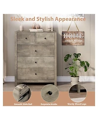 Gaomon 5 Drawer Dresser for Bedroom, Modern Tall Dresser Organizer with Storage Drawers