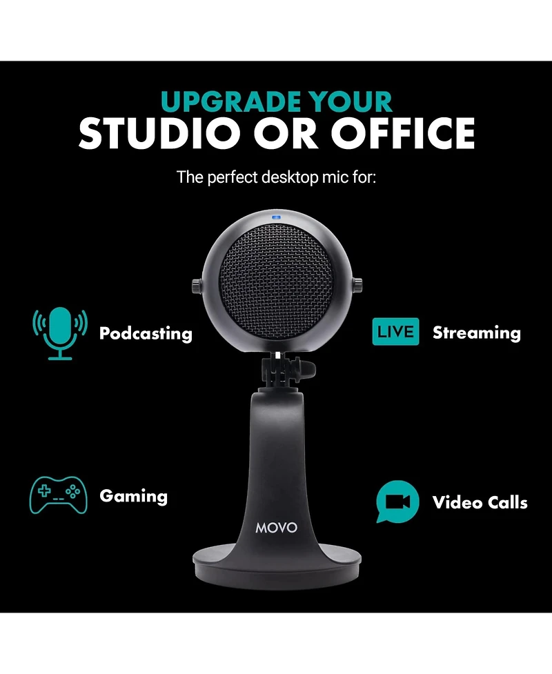 Movo WebMic Desktop Usb Microphone with Stand
