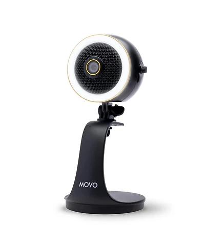Movo WebMic Hd Pro All-in-One Webcam with Mic and Ring Light in Silver
