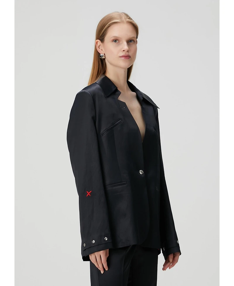 Pcfg Women's Linen-Blend Tailored Blazer