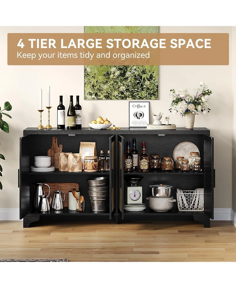 Gaomon 4-Door Boho Sideboard Buffet Cabinet