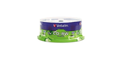 Verbatim 95155 700 Mb/80 min 12x Cd-rw Rewritable Disc - Silver (25/Pack