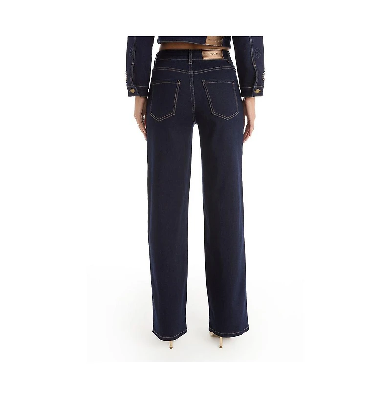 The Noli Shop Women's Kaia Studded High Rise Jean - Indigo