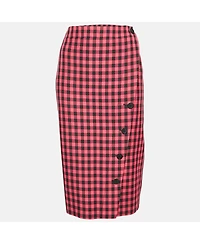 Pre-Owned Balenciaga Women's Pink Gingham Check Pencil Skirt