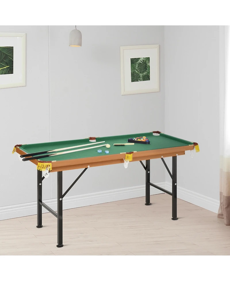 Flynama 55Inch Folding Pool Table with Professional Green Felt and Complete Accessory Set Space Saving Billiards Table