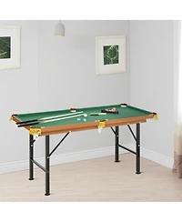 Flynama 55Inch Folding Pool Table with Professional Green Felt and Complete Accessory Set Space Saving Billiards Table