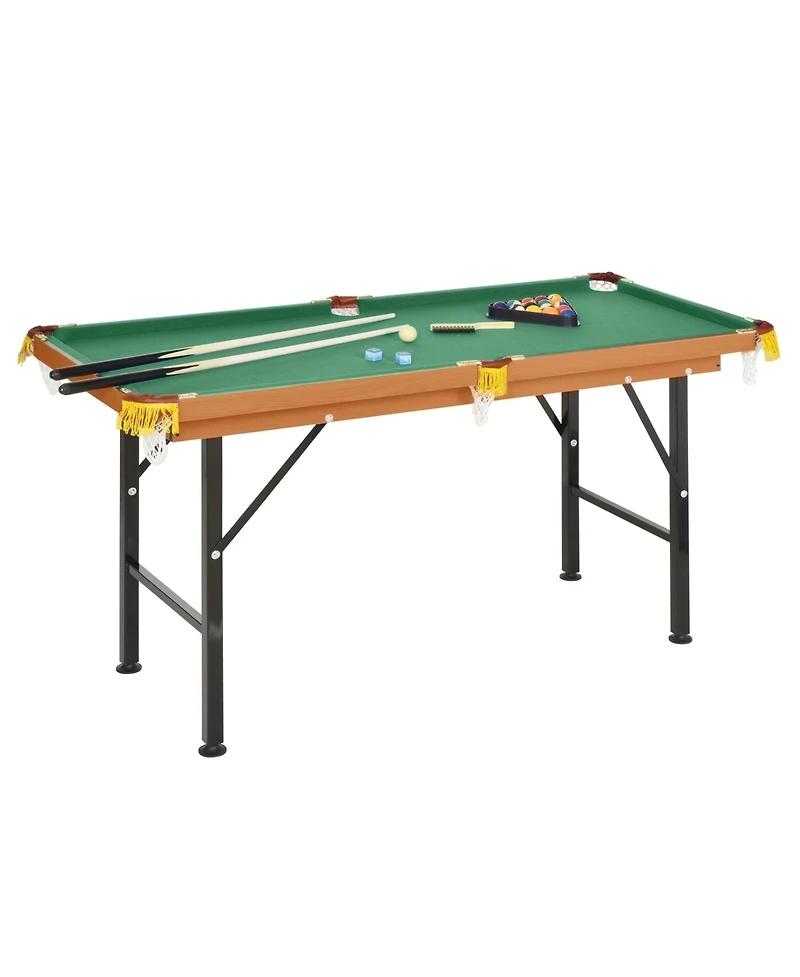 Flynama 55Inch Folding Pool Table with Professional Green Felt and Complete Accessory Set Space Saving Billiards Table