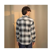 Campus Sutra Men's Charcoal Black & Ivory White Ombre Buffalo Check Shirt