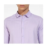 Campus Sutra Men's Lavender Self-Design Striped Shirt