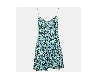Pre-Owned Zimmermann Women's Blue Floral Print Crepe Ruffled Wrap Mini Dress