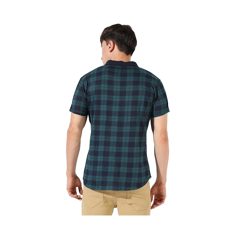 Campus Sutra Men's Green & Blue Tartan Plaid Shirt