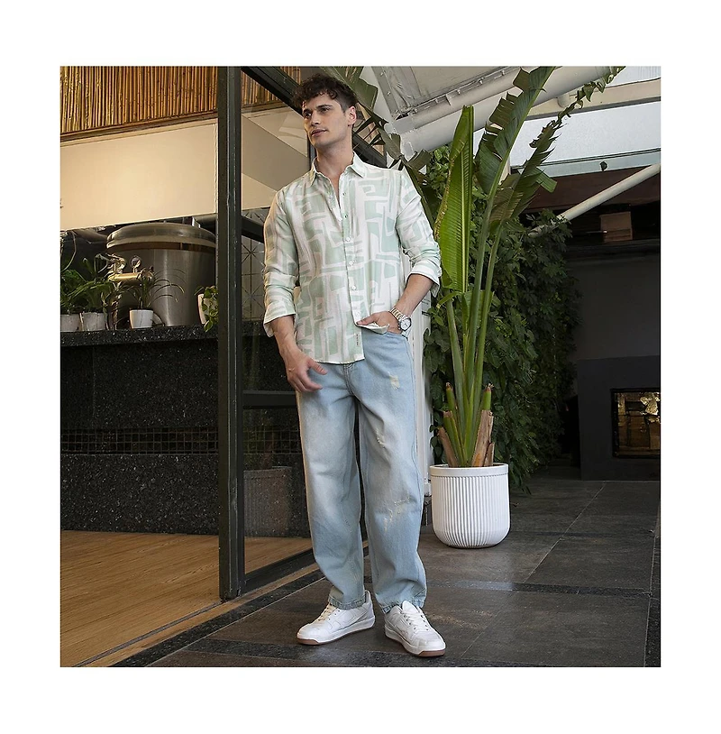 Campus Sutra Men's Abstract-Deco Regular Shirt