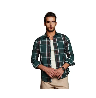 Campus Sutra Men's Ecru Beige & Midnight Black Withering Flora Imprint Shirt