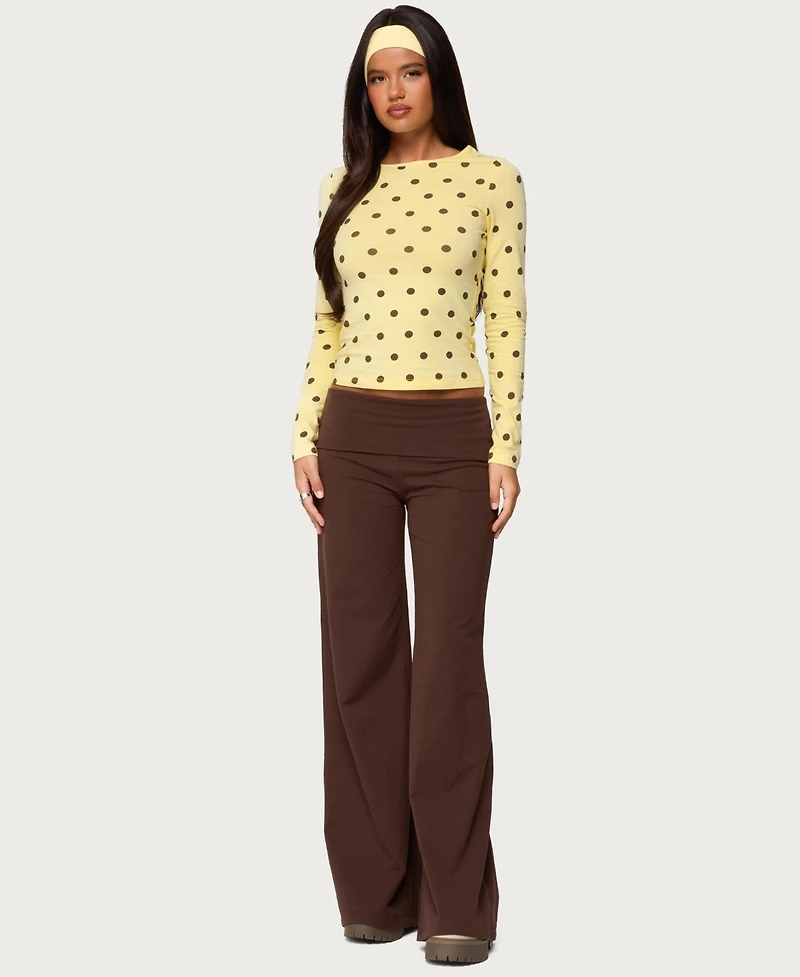 Edikted Women's Wide Leg Fold Over Pants