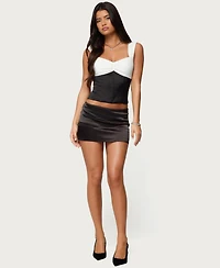 Edikted Women's Leandre Contrast Satin Effect Boned Top