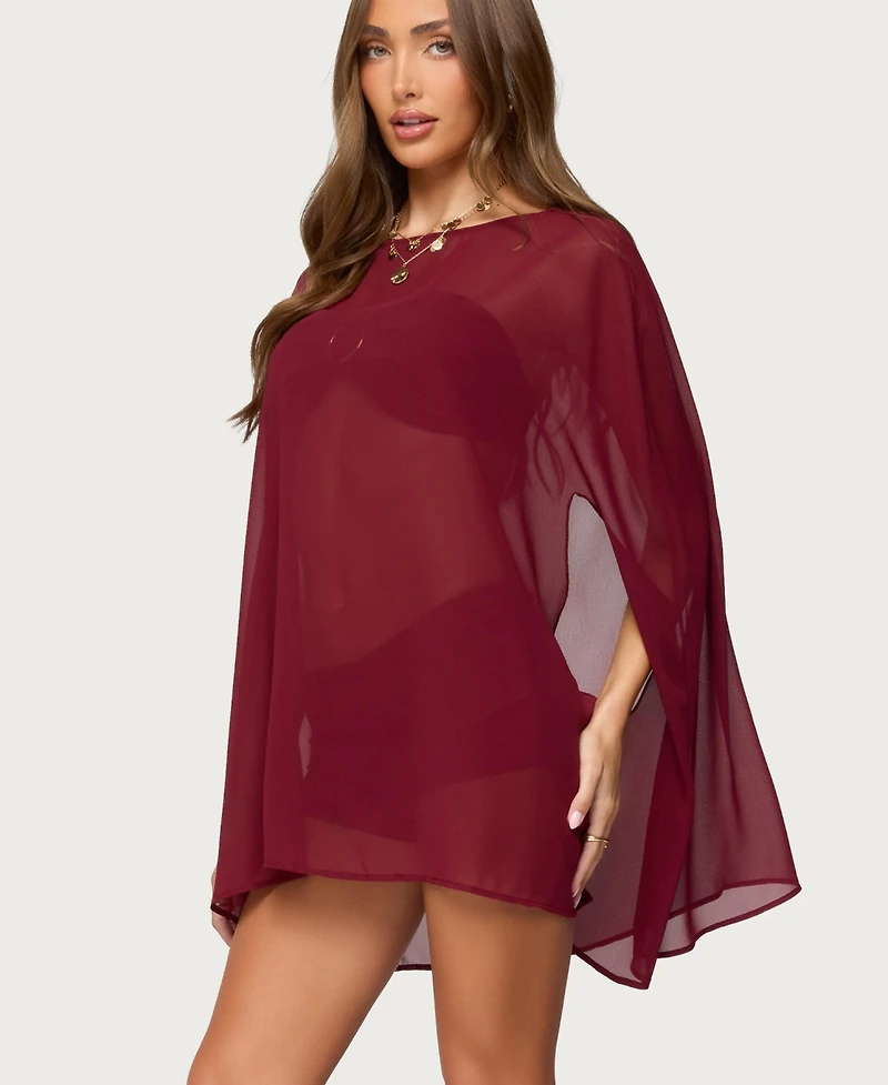 Edikted Women's Mckenzie Sheer Chiffon Poncho