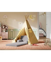 gaomon Kids Sofa Chair, Sherpa Convertible Toddler Couch with Washable Cover, Crown Design Comfy Children's Reading Chair