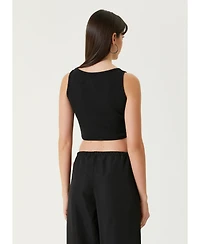 Pcfg Women's Ribbed Stretch Cotton-Blend Cropped Tank Top