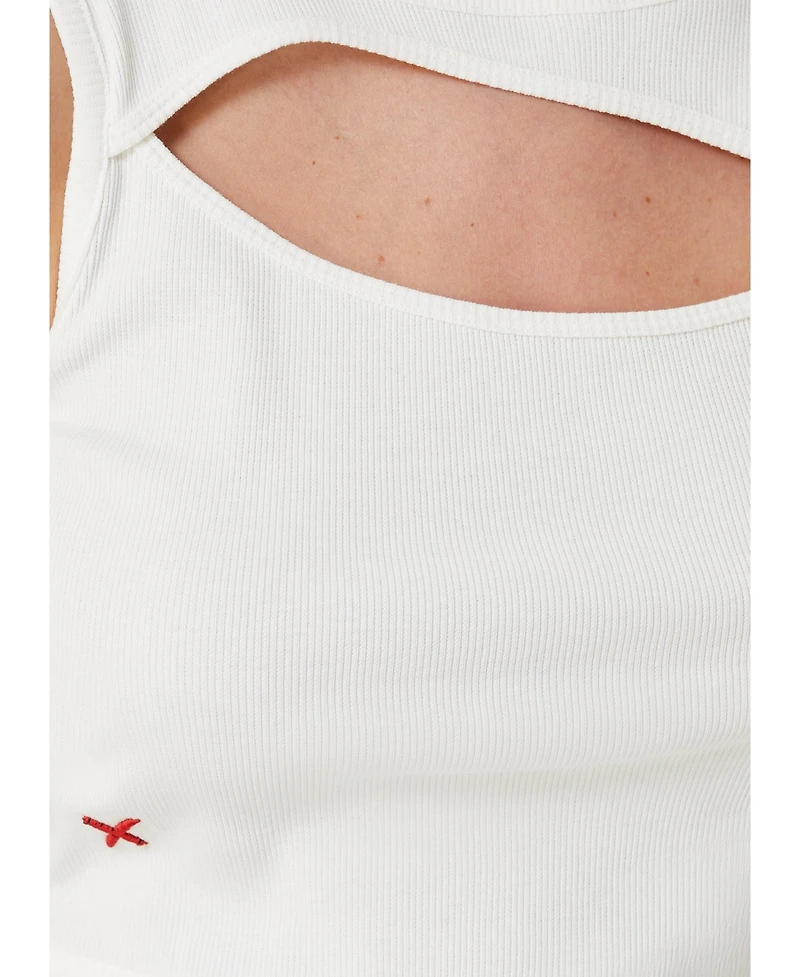 Pcfg Women's Ribbed Stretch Cotton-Blend Cropped Tank Top