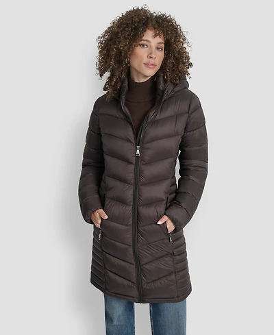 Dkny Women's Zip-Front Long Coat