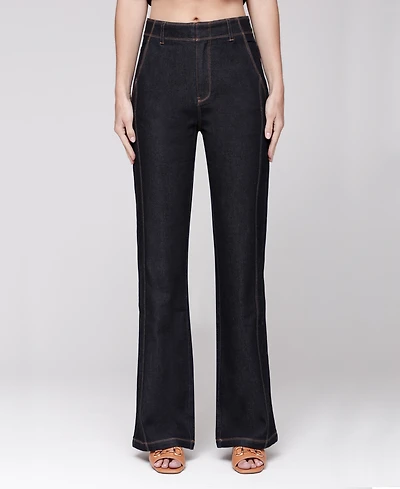 Avec Les Filles Women's Wide Leg Flared Jeans