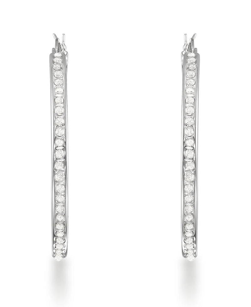 Macy's Diamond Accent Hoop Earrings (0.01 ct. t.w.) in Sterling Silver