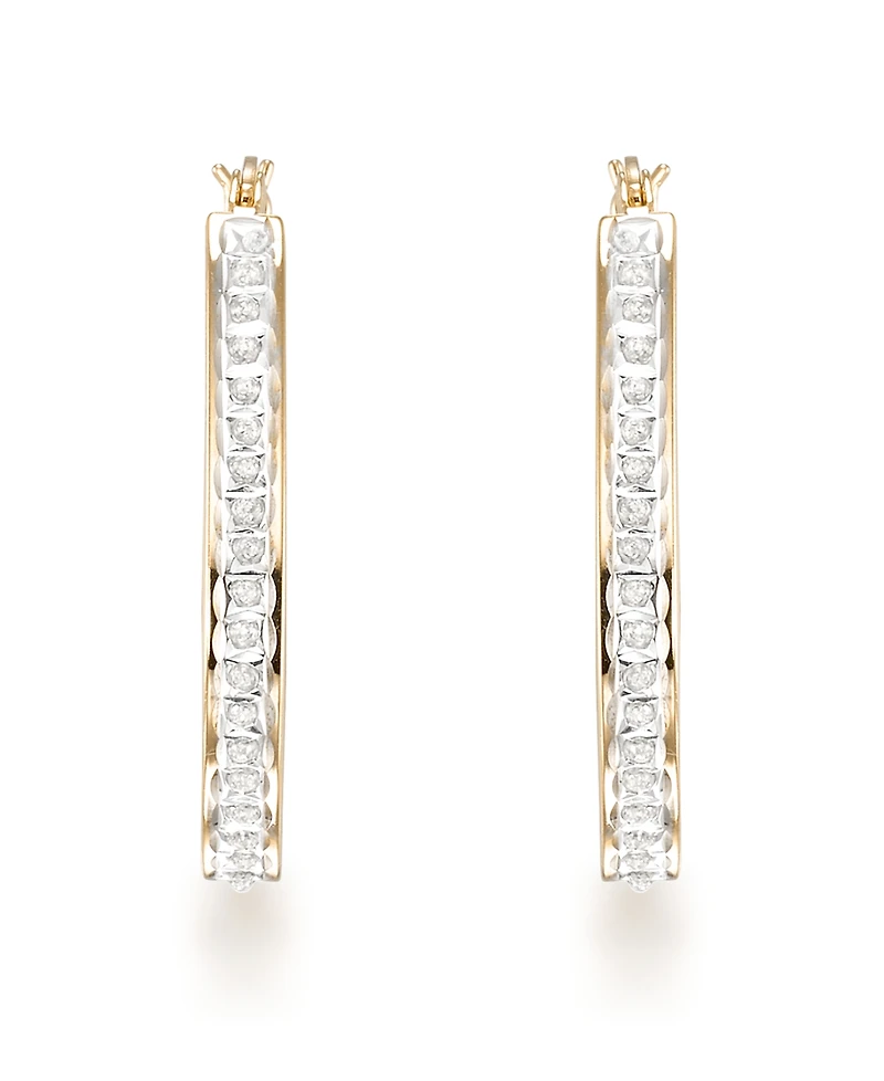 Macy's Diamond Accent Hoop Earrings (0.01 ct. t.w.) in 18K Gold Over Sterling Silver