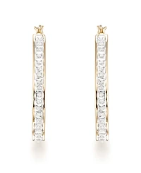 Macy's Diamond Accent Hoop Earrings (0.01 ct. t.w.) in 18K Gold Over Sterling Silver