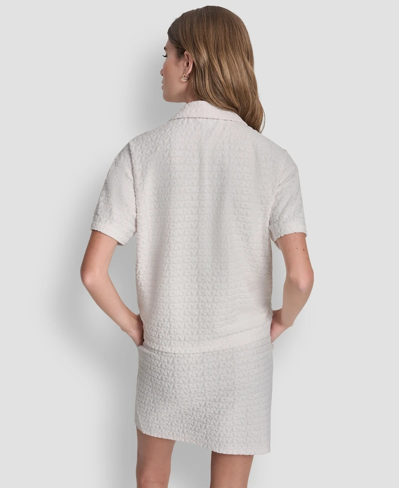 Dkny Jeans Women's Boxy Polo Collared T-Shirt