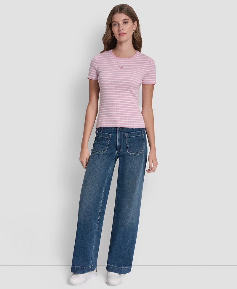 Dkny Jeans Women's Crewneck Striped Top