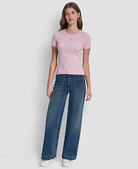 Dkny Jeans Women's Crewneck Striped Top