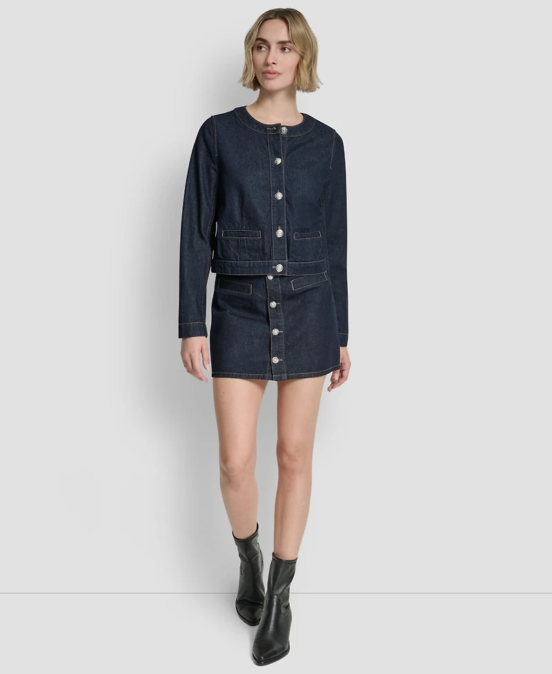 Dkny Jeans Women's Crewneck Denim Jacket