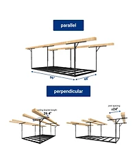 Max Series Frame 48 in. W x 96 in. D x 24 - 40 in. H Black Heavy Duty Ceiling Mounted Overhead Garage Storage Rack-GR48FBMAX-e