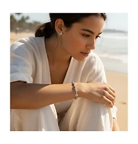 Sterling Silver Tropical Beach Jewelry Set with Sand Dollar, Starfish & Seashell Accents – Bracelet & Stud Earrings