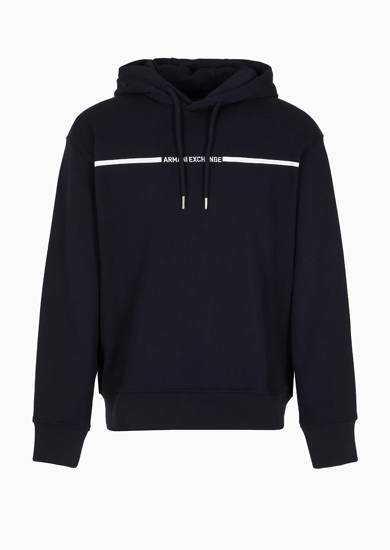 A|X Armani Exchange Men's French Terry Skinny Stripe Logo Drawstring Hoodie