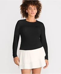 Lands' End Women's Long Torso SunShade Upf 50 Sleeve Relaxed Rash Guard