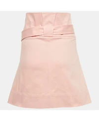 Pre-Owned Salvatore Ferragamo Women's Pink Cotton Belted Mini Skirt