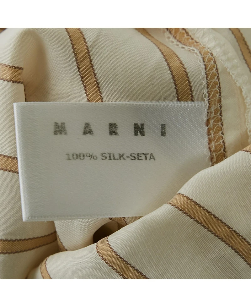 Pre-Owned Marni Women's Cream Stripe Silk Neck Tie-Up Detail Blouse