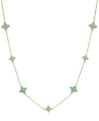 Effy Collection Amazonite (30-5/8 ct. t.w.) and White Topaz (1/4 ct. t.w.) Necklace in 14k Yellow Gold Over Silver