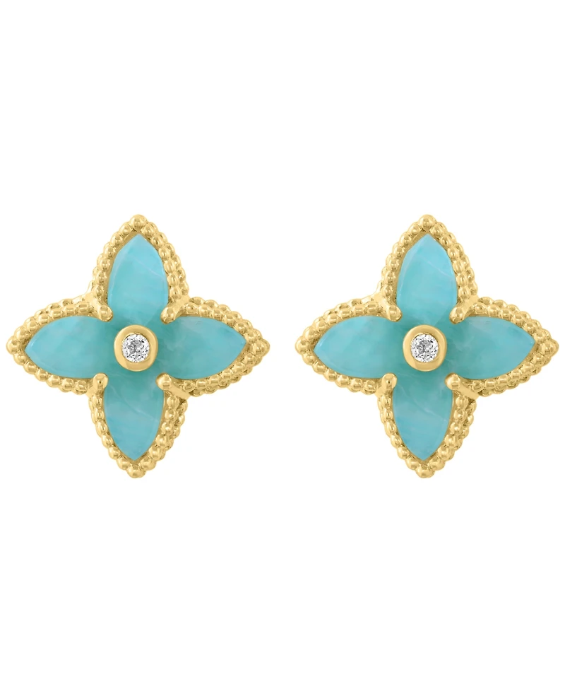 Effy Collection Onyx Earrings in 14k Yellow Gold Over Silver