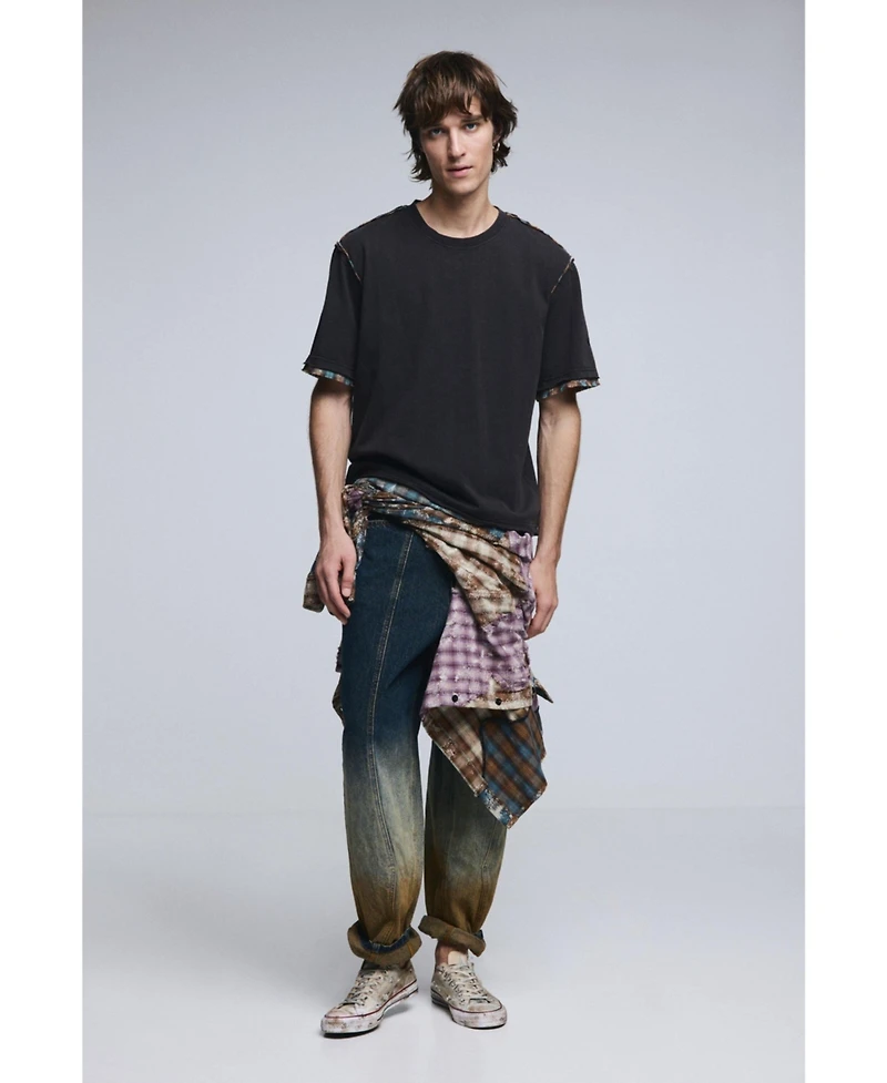 Desigual Men's Men s Short-Sleeve Seam Detail T-Shirt