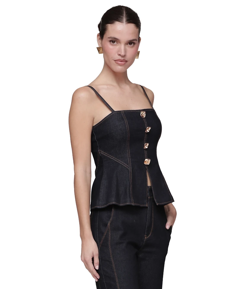 Avec Les Filles Women's Square Neck Peplum Top