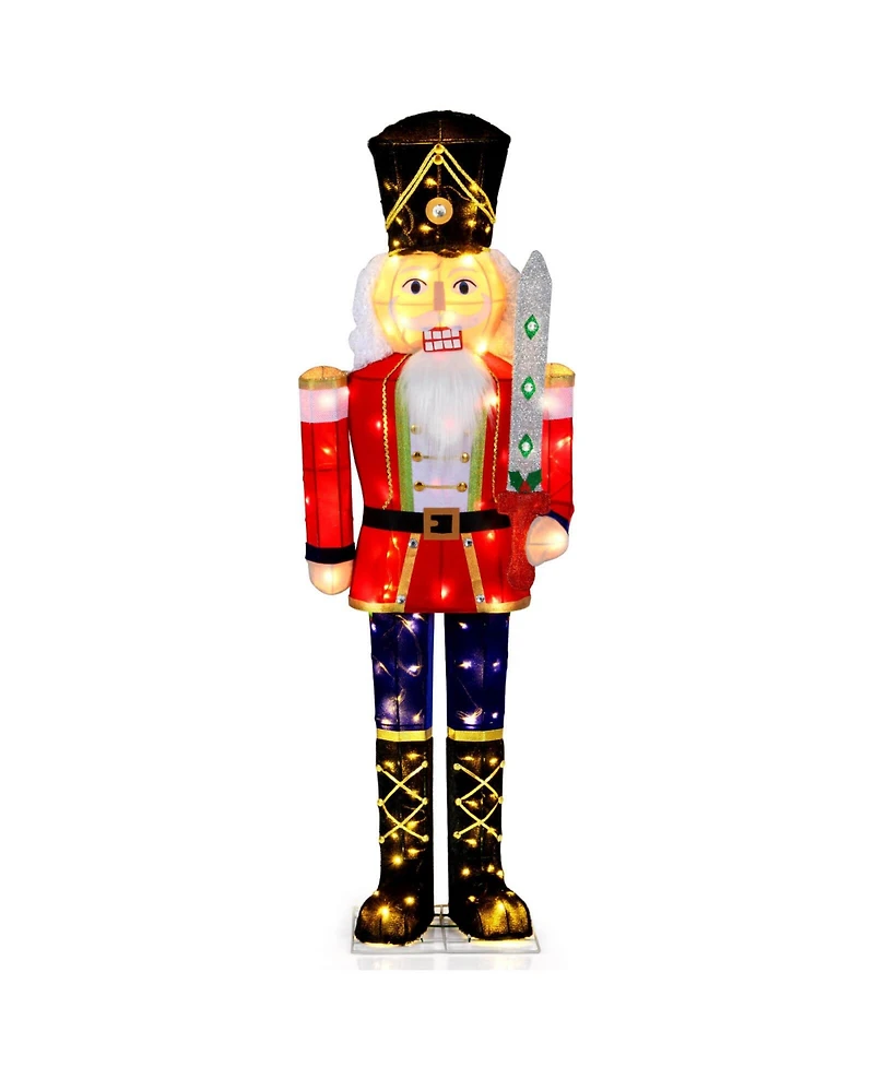 Costway 5 Ft Lighted Nutcracker Soldier Outdoor Christmas Decoration with Glitter Sword