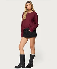 Edikted Women's Deni Long Sleeve Henley Waffle Top