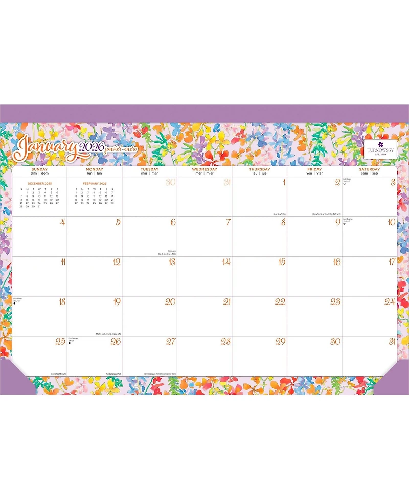 BrownTrout House of Turnowsky Official | 2026 17 x 12 Inch Monthly Desk Pad Calendar